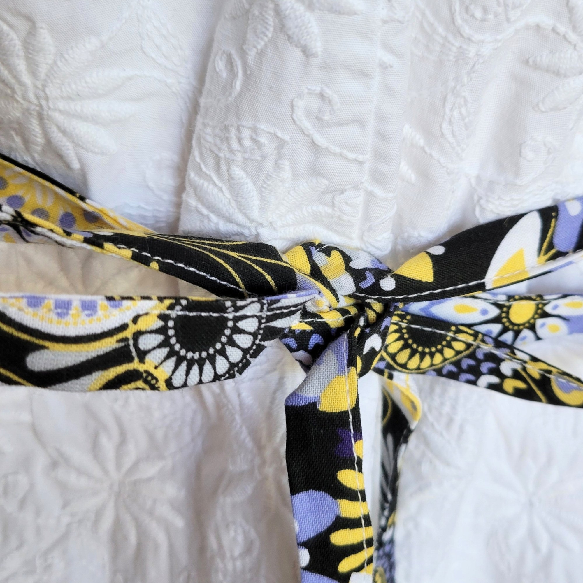 black, yellow, periwinkle and white floral fabric at urbanhandmades.com