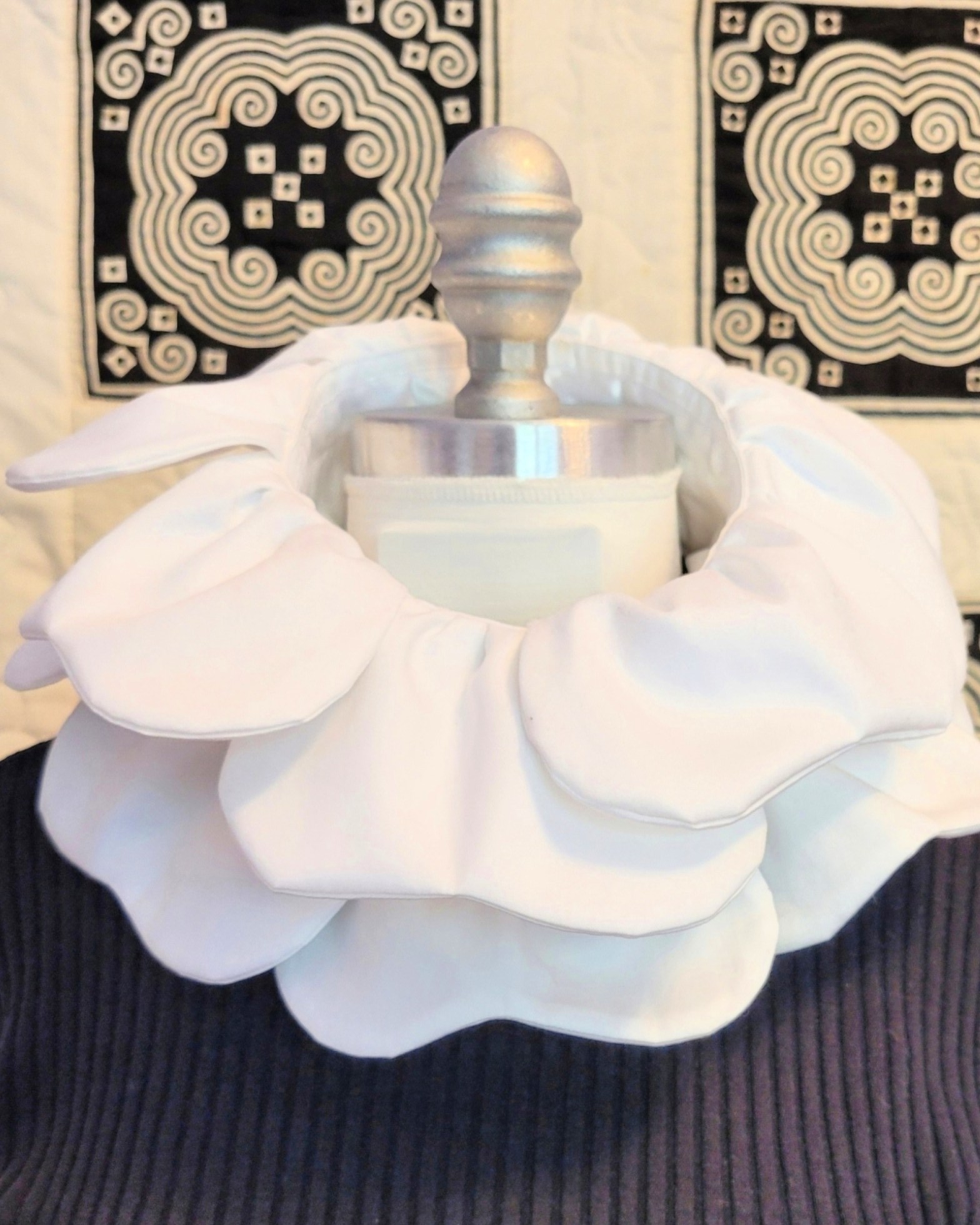 photo of repurposed men's white shirt into a vintage inspired multi-petal collar at urbanhandmades.com